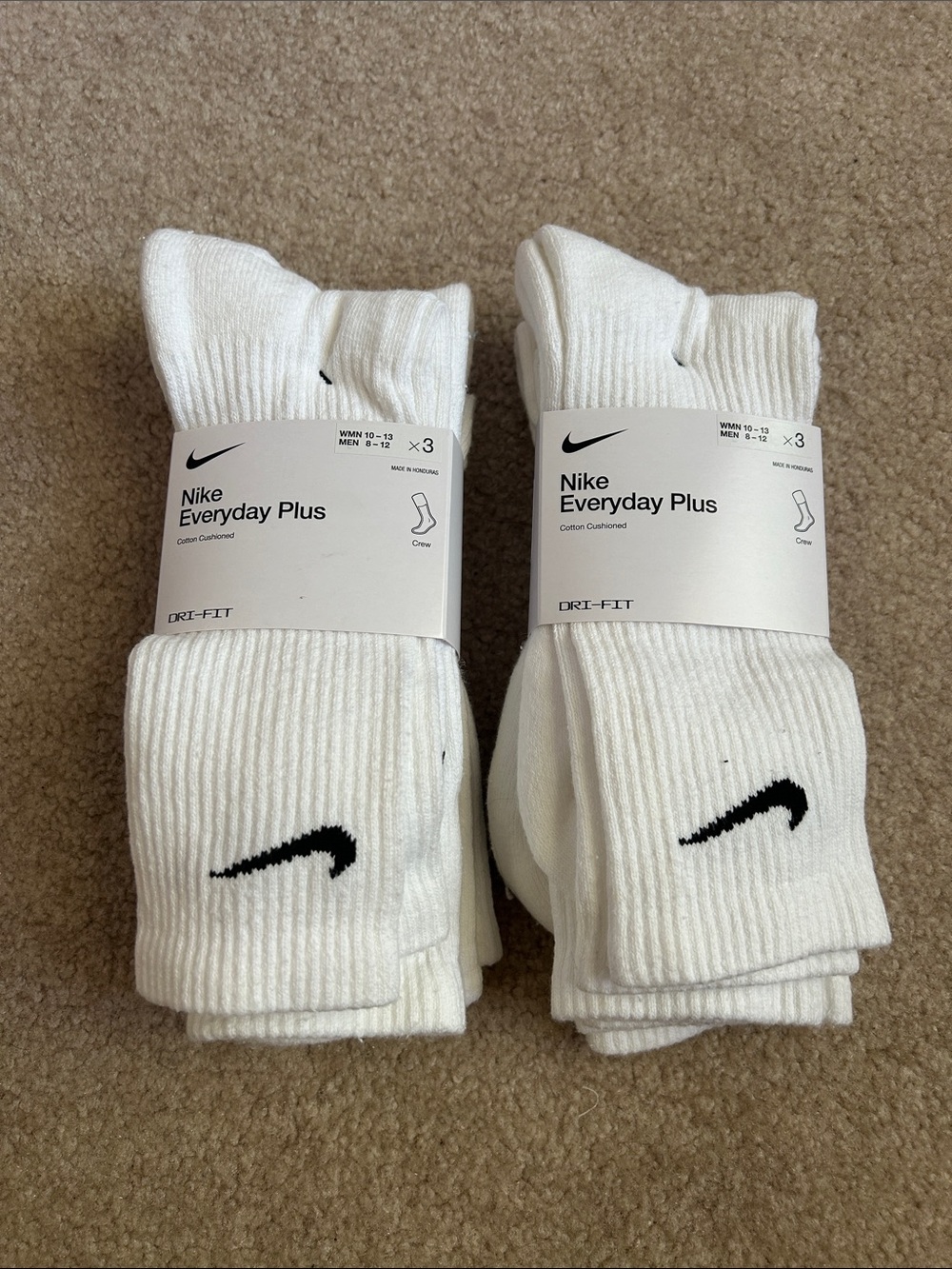 Bundle of NWT Nike White Crew Athletic Socks (Two 3-Packs)
